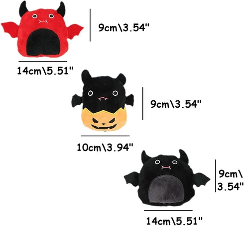 3-Pack Set Halloween Catnip Plush Toys - Devil, Bat, and Pumpkin Designs with Crinkle Paper for Interactive Play