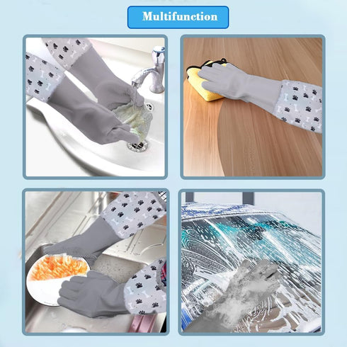 Pet Grooming Gloves Pet Hair Remover, Silicone Heat Resistant Cleaning Gloves with High-Density Teeth for Dogs