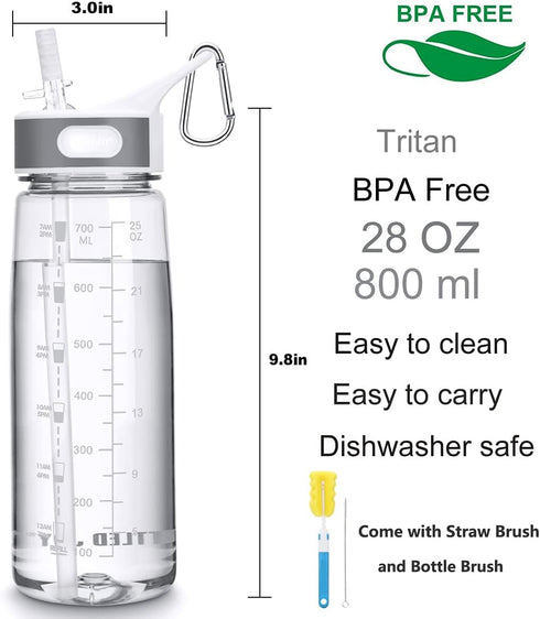 VENNERLI Sports Water Bottle with Straw, 800ML Reusable Hydro Jug, BPA-Free for Fitness Outdoor