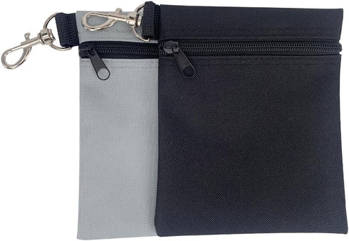 Golf Tee Pouch | Pack of 2 Golf Tee Bag | 5.24 X 6.42 Inch Zipper Golf Accessory Bag with Clip | Golf Bag Accessories