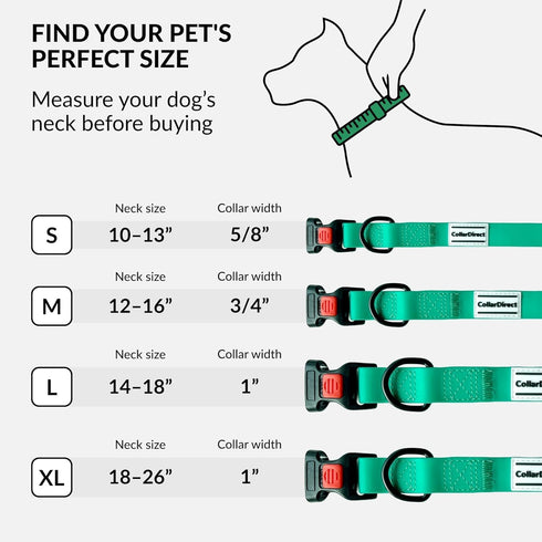CollarDirect Waterproof Dog Collar - Adjustable Silicone Plastic Collar for Large, Medium, Small Dogs, Mint Green
