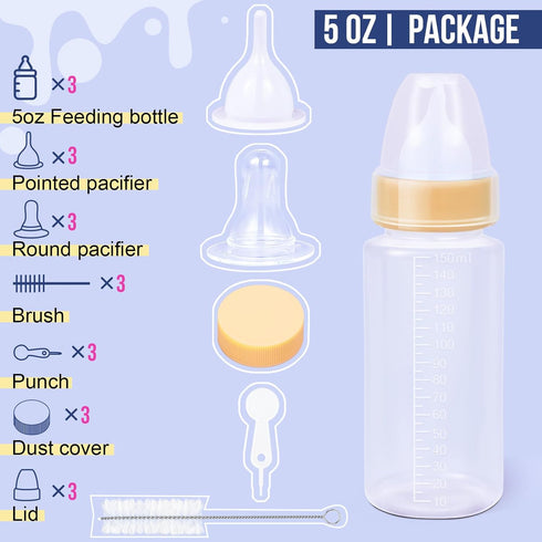 ASEVAT 5 oz 3PackPet 3pcs Feeding Bottle, Anti-Choking Puppy Feeder Design,with Replaceable and Reusable Silicone