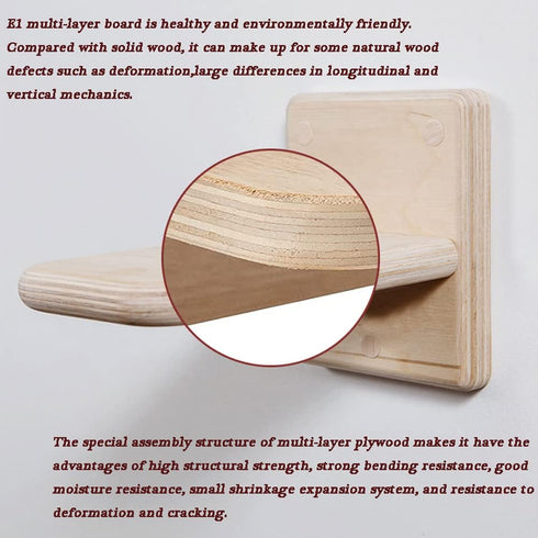 2 PCS Cat Wall Shelves, Wood Cat Climber, Wall Mount Cat Climbing Ladder, Cat Perch, Indoor Cat Furniture