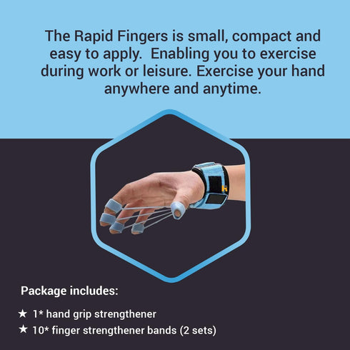Hand Finger Strengthener by Rapid Fingers - 40lb Resistance Band Finger Strengthener for Climbing, Gaming