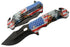 SZCO Supplies 300565 USA Eagle Decal Liner Lock Assisted Open Tactical Folding Knife - Multi-Colored, 8" Length