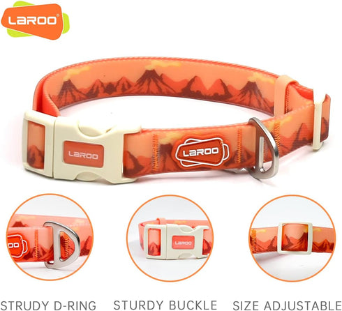 LaRoo Waterproof Dog Collar, Heavy Duty PVC Pet Collars for Training, Cool Design for Outdoor Playing