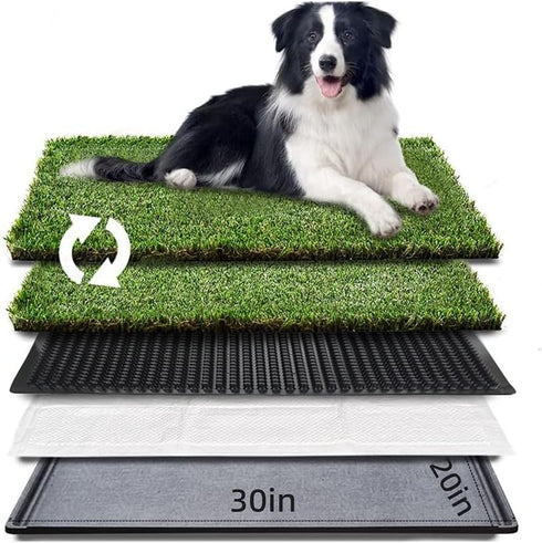 2 20x30 INCH LITA Dog Grass Pad with Tray - Dog Litter Box with Artificial Grass Pads - Potty Tray for Balcony