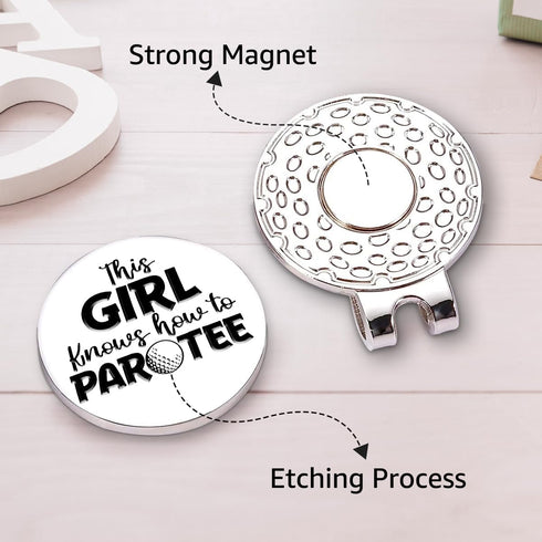 This Girl Knows How to Par Tee Golf Ball Marker with Magnetic Hat Clip, Funny Golf Accessories
