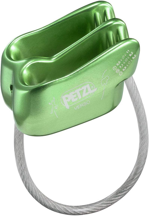 Petzl Verso Belay Device - Compact, Lightweight for One or Two Rope Strands While Climbing or Rappelling - Green