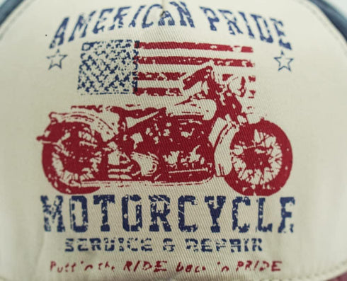 Vintage Baseball Cap, Washed Denim Trucker Cap, Motorcycle Print Pattern Outdoor Sun Hat