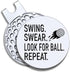 Swing Swear Look for Ball Repeat Golf Ball Marker, Funny Golf Gift with Magnetic Hat Clip for Men Women