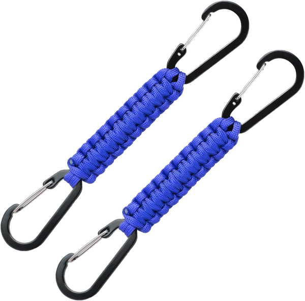 Generic Paracord Keychain Carabiner with Double Hooks Hanger Stroller Hook for Camping Hiking