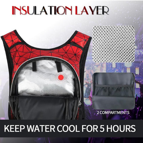 Hydration Pack, Water Backpack with 3L Hydration Bladder, Lightweight Insulation, Rave Hydration Backpack - Red