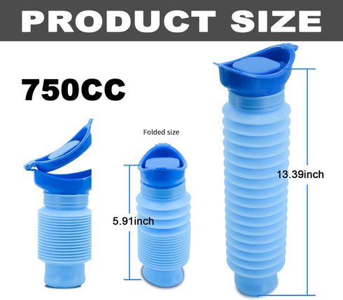 Generic 750ML Emergency Urinal, Pedestal Urinal, Pocket Toilet for Men Women, Pee Bottles with Sealed Lid Collapsible