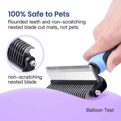 Potaroma Versatile Pet Grooming Brush, Double Sided Shedding and Dematting Undercoat Rake, Reduces Shedding by 95% for