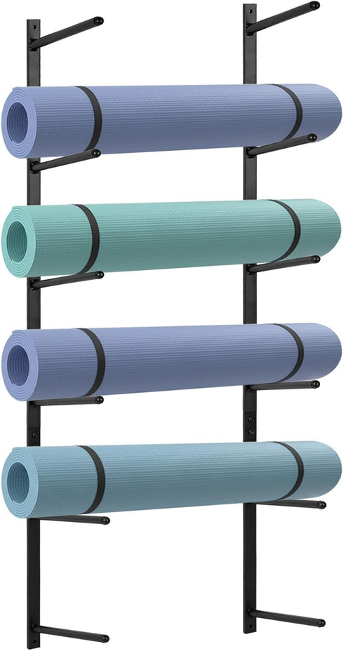 Yoga Mat Holder Wall Mount - Yoga Mat Storage Organizer for Foam Rollers, Skateboard, Ski Board