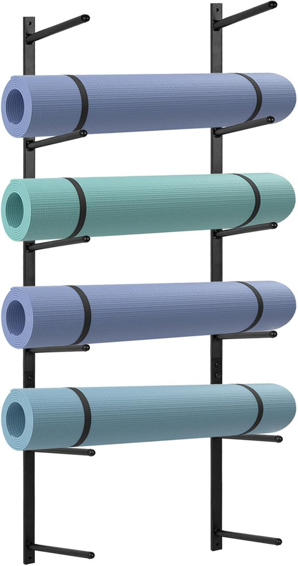 Yoga Mat Holder Wall Mount - Yoga Mat Storage Organizer for Foam Rollers, Skateboard, Ski Board