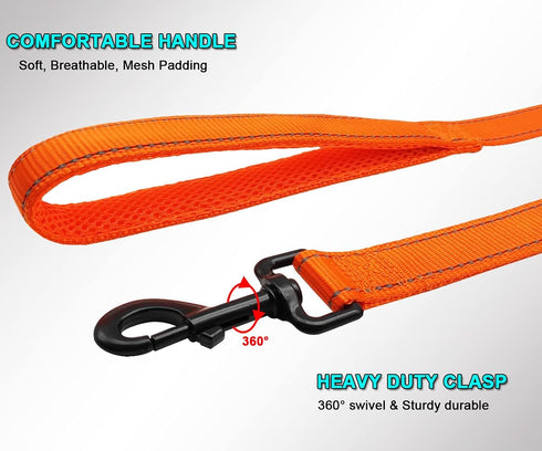 10FT Traffic Leash with 2 Handle Dog Leash Reflective, Easy Control Training Walking Nylon Two-Double Handle Dog Leash for Large Medium dogs and Pullers