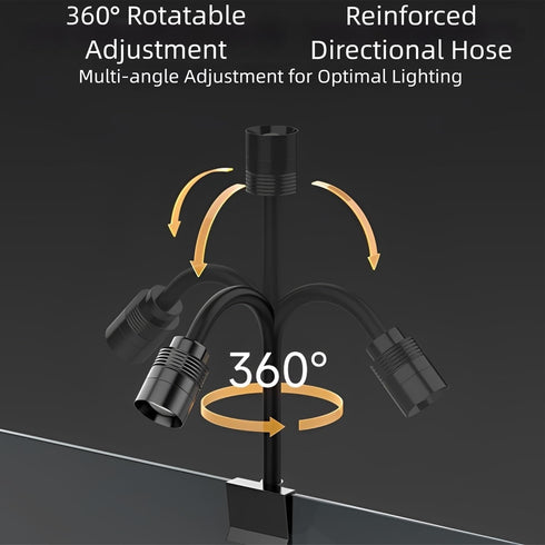 NiuXTool 1590 Dimming Zoom Mini Aquarium Spotlight with Timer Gooseneck Clip-On Lamp, Zoom Beam, Tri-Color White/Warm