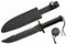 SZCO Supplies 14” Black Steel Handle Sawback Knife - Outdoor Activity/Survival Knife with Leather Sheath, 203442-BK