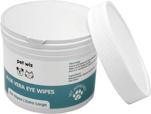 pet wiz Aloe Vera Eye Wipes for Cleaning Dogs & Cats - Extra Large