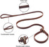 Real Leather Slip Lead Dog Leash, Adjustable Heavy Duty Flat Training Leash for Medium and Large Dogs, 5ft Long
