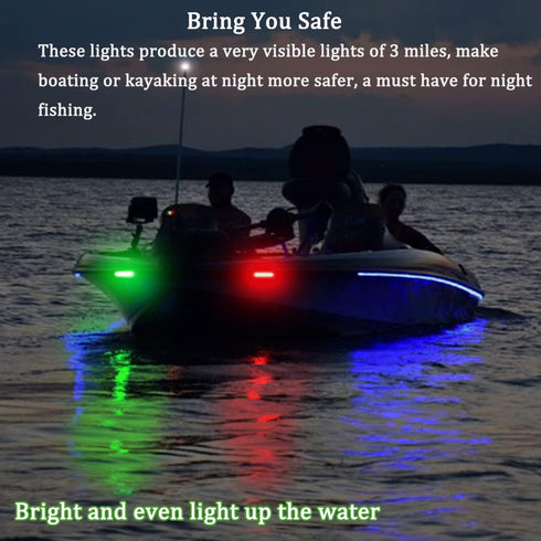 Boaton Boat Navigation Lights, Super Bright Bow Lights For Night Fishing, No Drilling Adhesive Install For Pontoon