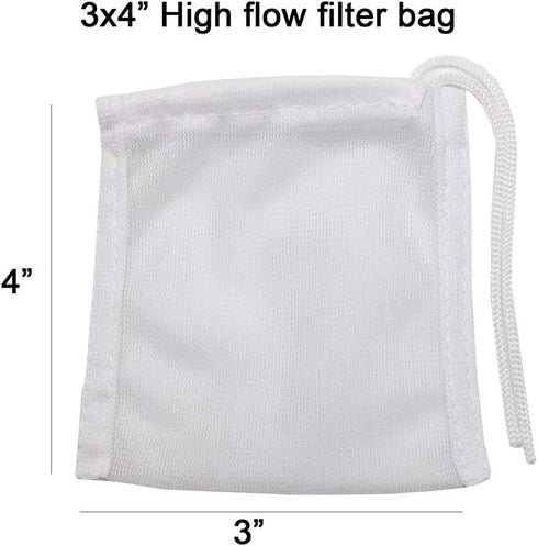 6 Pack Small Filter Bags for Activated Carbon, 3 by 4 inches High Flow Mesh Media Filter Bags