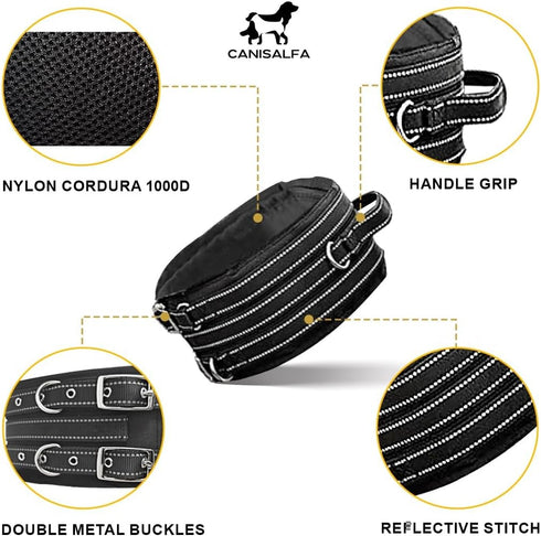 Tactical Dog Collar for Large Dogs | 9mm Thick with Handle | 4" Extra Wide with GPS & Leash Option | Metal Buckle Nylon