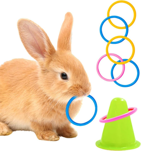 Rabbit Training Rings Toy Interactive Educational Stacking Rings 5 Random Colors Puzzle