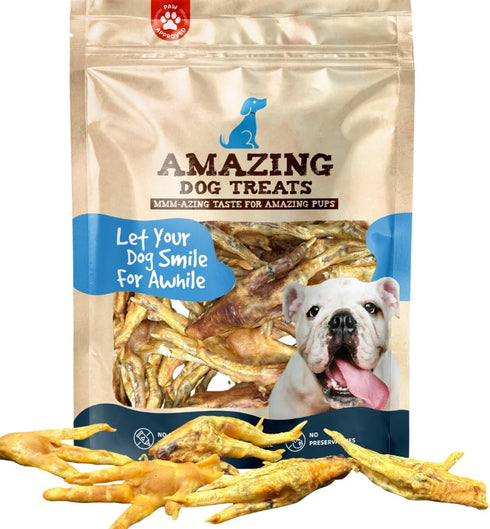 Amazing Dog Treats - Chicken Feet (12 Count) - All Natural American Grade Chew Bones for Dogs