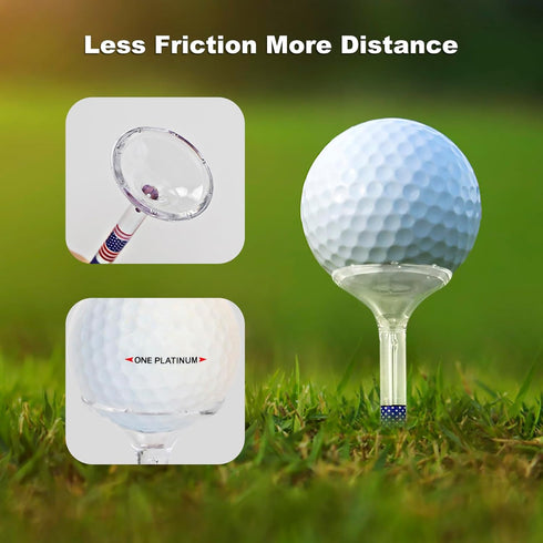 Premium Golf Tees, 3 1/4'' Unbreakable Transparent Plastic, 50 Count, Reduces Friction & Side Spin