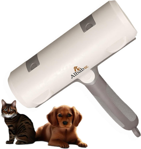 Pet Hair Remover - Reusable Lint Roller for Couch, Furniture, Clothes, Carpet, Bed - No Sticky Tape Needed (White Grey)