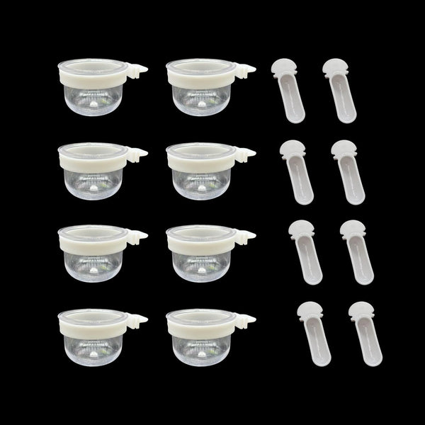 8 Pcs Small Bird Removable Transparent Bowl, Parrot Food Feeder with Small Food Cups for Canary Finch Parrot Small