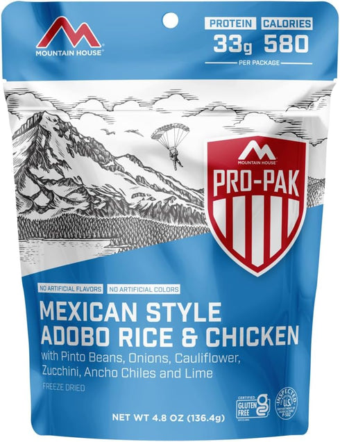 Mountain House Mexican Style Adobo Rice & Chicken Pro-Pak, Freeze Dried Backpacking & Camping Food