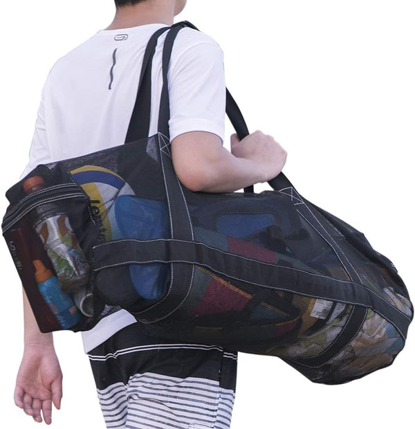 XXL Mesh Dive Bag for Scuba or Snorkeling, Extra Large Beach Tote with Zipper Pockets, Ideal for Pool Trip