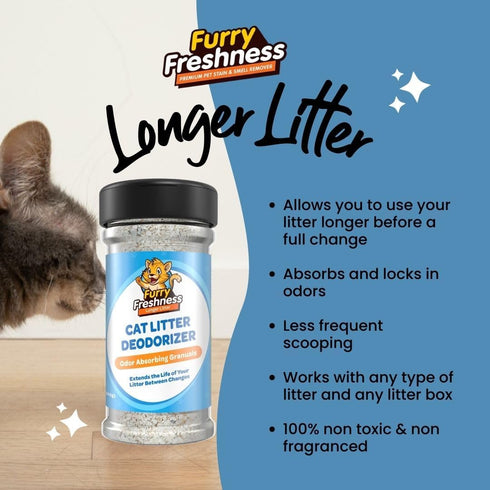 FurryFreshness Cat Litter Deodorizer & Odor Eliminator, Works with All Litters, Nontoxic, Fragrance Free, 1 Pack