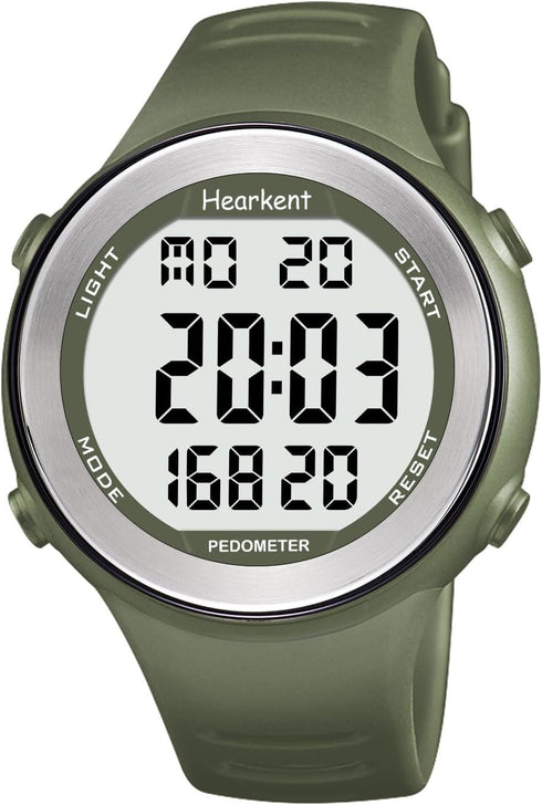 Waterproof Pedometer Watch for Seniors, Non-Bluetooth, No App Required, Steps and Calories Counter with LCD