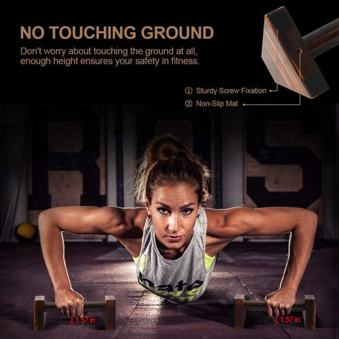 Push-up Stand, 2 PCS Wood Pushup Bars, Non-Slip Base Exercise Home Workout Equipment, 30CM Wooden Parallettes