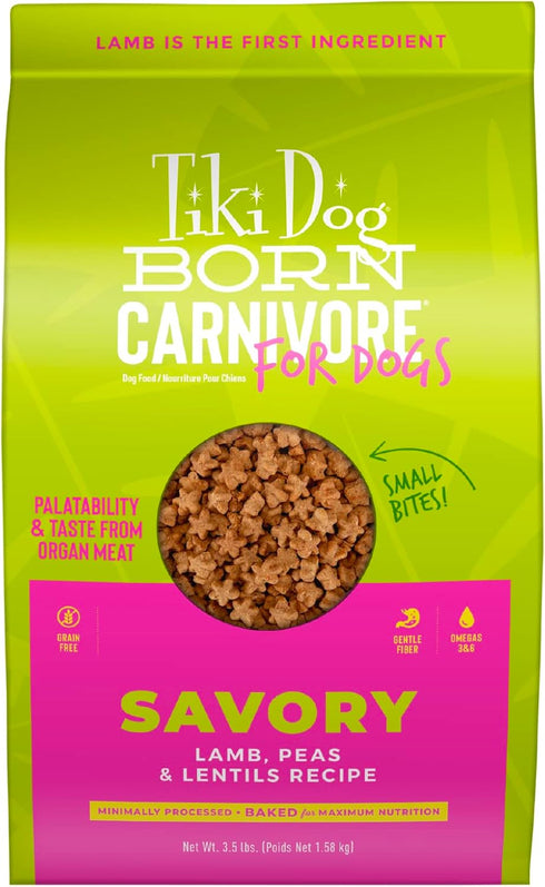 Tiki Dog Born Carnivore for Dogs, Savory Lamb, Peas & Lentils Recipe, Grain Free, 3.5 lbs. Bag