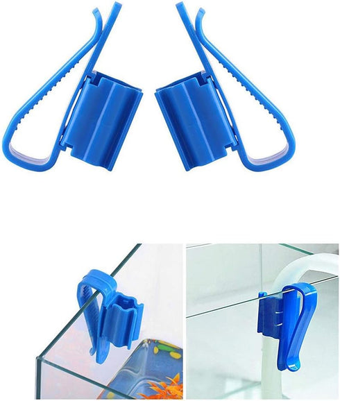 AKOAK 3 Pcs Multi-Functional Fish Tank Hose Support, Blue Mounting Water Pipe Clip