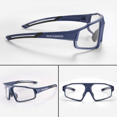 ROCKBROS Photochromic Cycling Glasses for Men, Clear Safety Glasses for Road Mountain Bike Bicycle