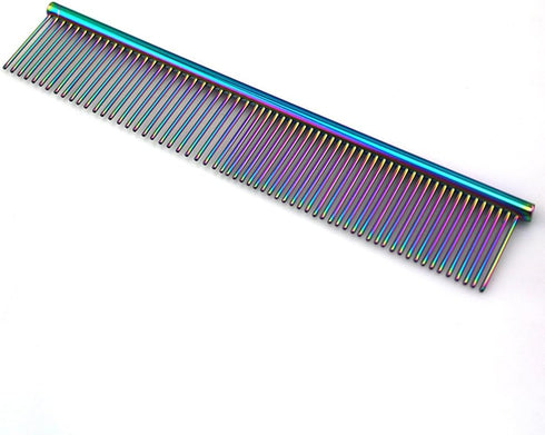 ZoCr Stainless Steel Pet Grooming Comb for Dogs and Cats, Colorful with Different Spaced Rounded Teeth