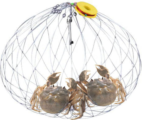 Automatic Opening Closing Fishing Net Cage Crab Traps for Crabbing Fishing Net Bait Shrimp Cage Steel Wire Crab Nets