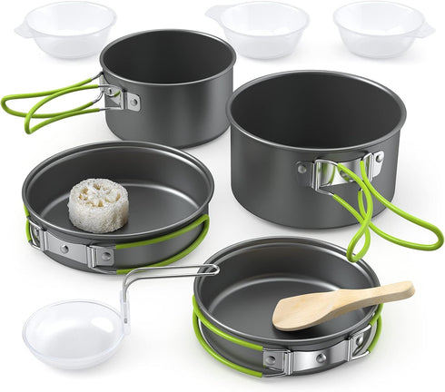 ACAGALA 2-3 Set Portable Outdoor Tableware Camping Cookware People Multifunctional Portable Cooking for Outdoor Stove