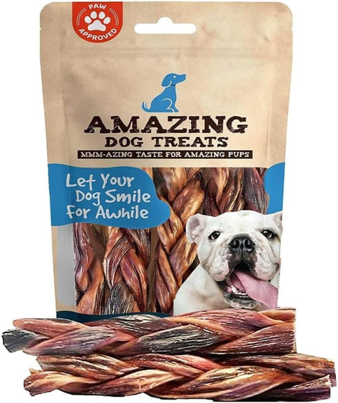 Amazing Dog Treats - 6 Inch Braided Gullet Stick (4 Pc/Pack) -