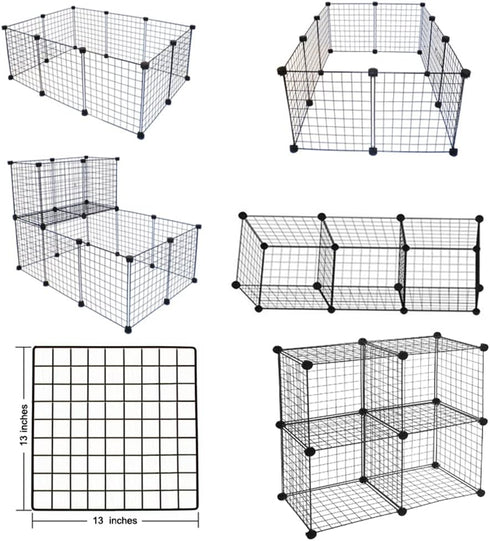 16pcs 13"x13" LANGXUN Small Animal Playpen with Waterproof Mat, Pet Playpen, Rabbit Guinea Pig Cages, Puppy Kitten