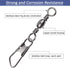 JSHANMEI Fishing Snap Swivels Rolling Barrel Swivels with Safety Snaps, Black Nickel Coated, High Strength Copper