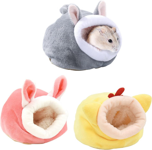 WTWU Set Winter Velvet Hamster House Guinea Pigs House Warm Nest Small Animal Nest Winter Warm Cage for Hamster Rodents