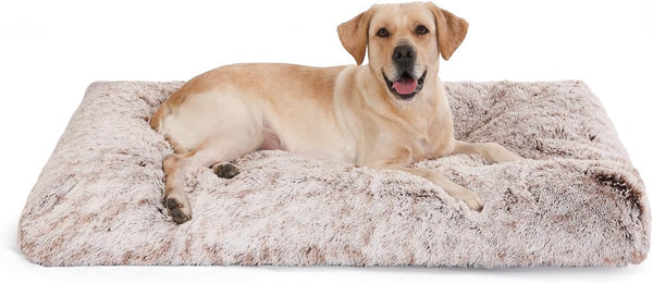 Bedfolks Waterproof Dog Crate Bed, Plush Dog Bed with Removable Washable Cover, Faux Fur Crate Pad for Extra Large